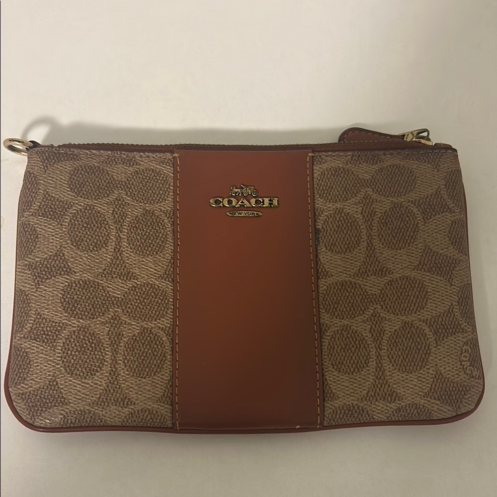 Coach Signature Brown and Tan Clutch